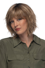 RH12/26RT4 light brown with chunky golden blonde highlights and dark brown roots