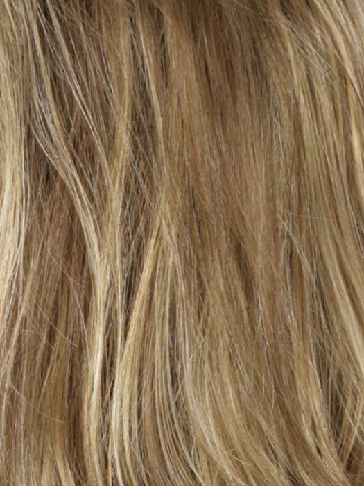 RH12/26RT4 light brown with chunky golden blonde highlights and dark brown roots