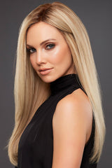 12FS8 Medium Natural Gold Blonde, Light Gold Blonde, Pale Natural Blonde Blend, Shaded with Dark Brown
