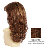 r32-33-40f dark brown auburn w med golden blonde frost