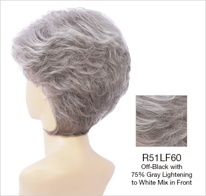 r51lf60 off black 75% grey lightening to gold blonde mix at front