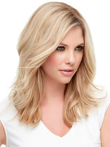 12FS8 Light Golden Brown, Light Natural Golden Blonde & Pale Natural Golden Blonde Blend w/ Dark Brown Roots